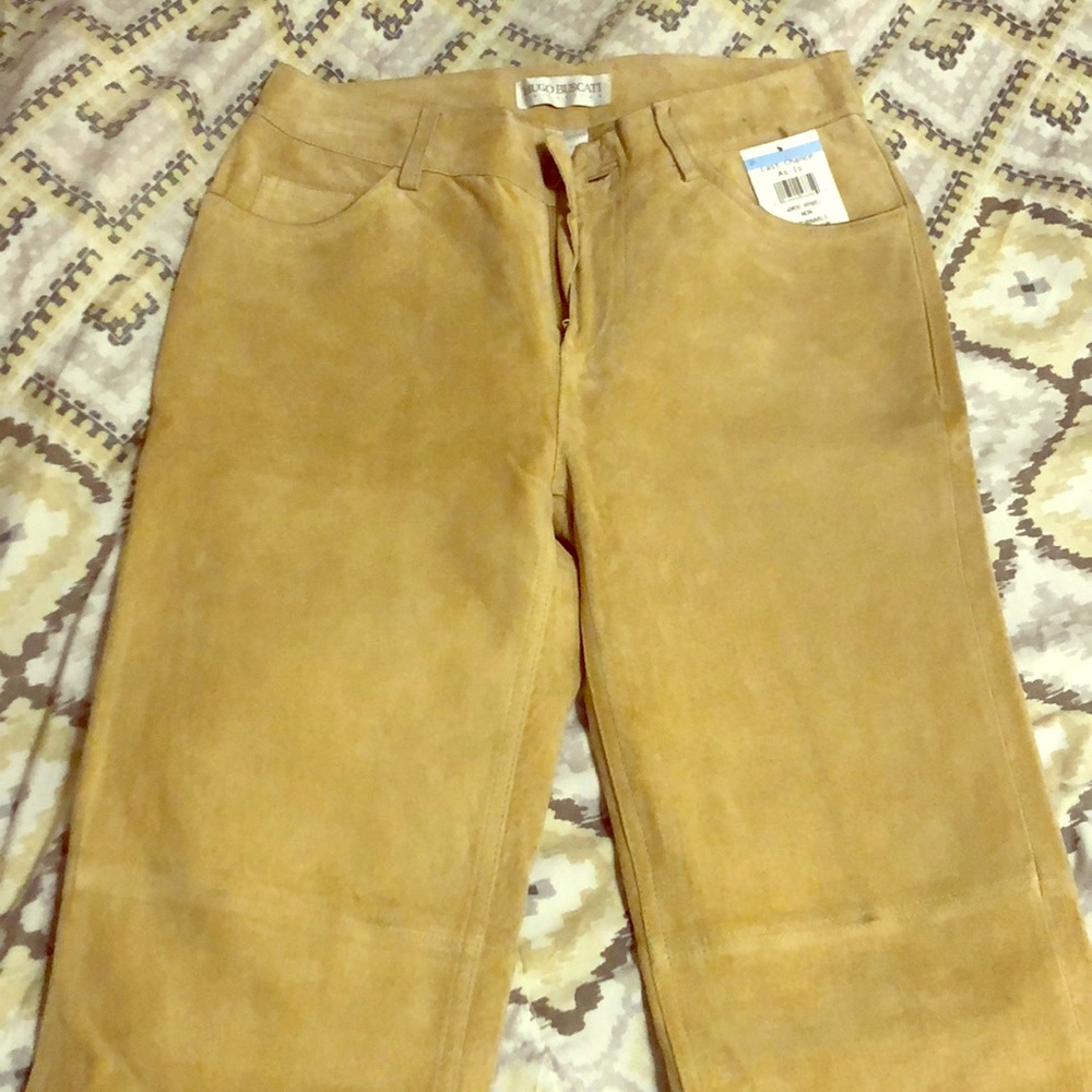 Cream 100% leather pants straight leg!